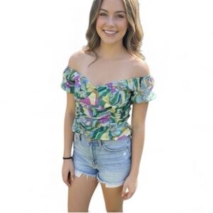 Rue21 Multicolor Off-Shoulder Cropped Top